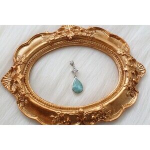 925 Sterling Silver Blue Larimar Pendant Necklace, Stunning Larimar Necklace